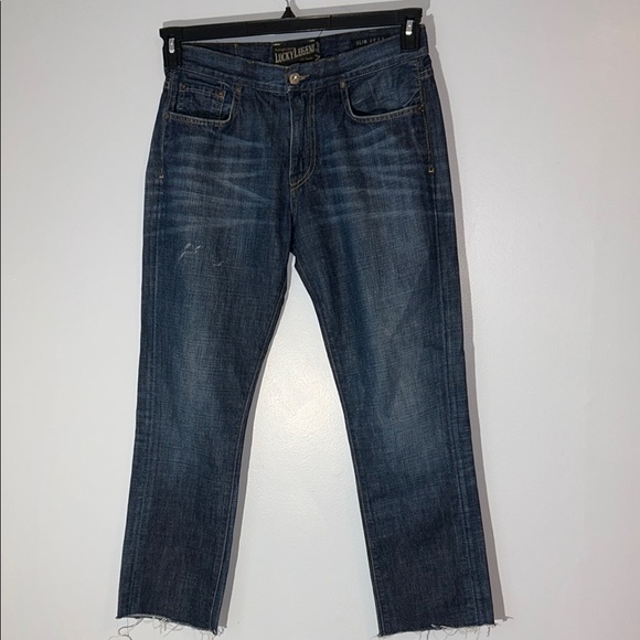 Lucky Brand Men's Dark Blue‎ Slim Jeans With Whiskering 32x28 Western - Picture 1 of 11